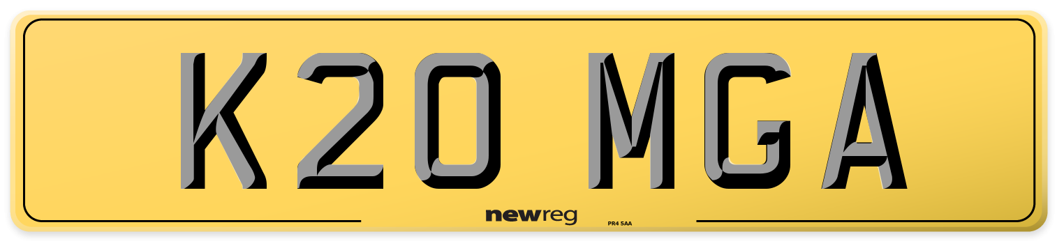 K20 MGA Rear Number Plate