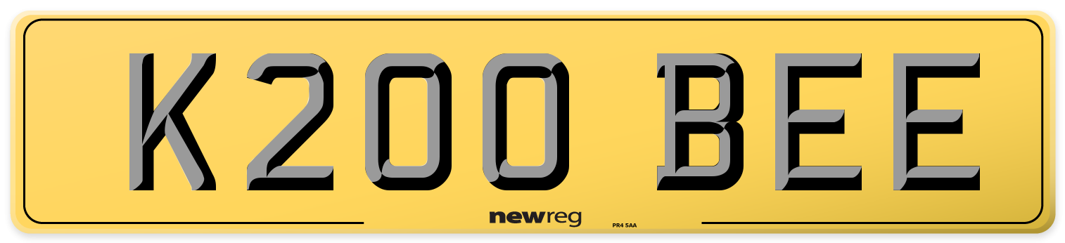 K200 BEE Rear Number Plate