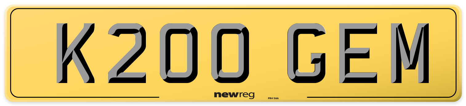 K200 GEM Rear Number Plate