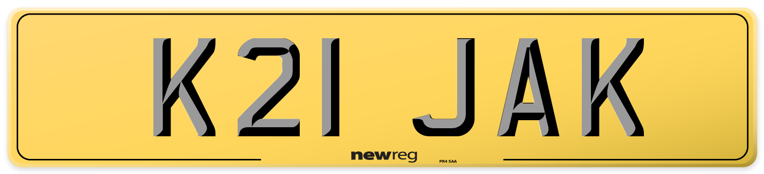 K21 JAK Rear Number Plate