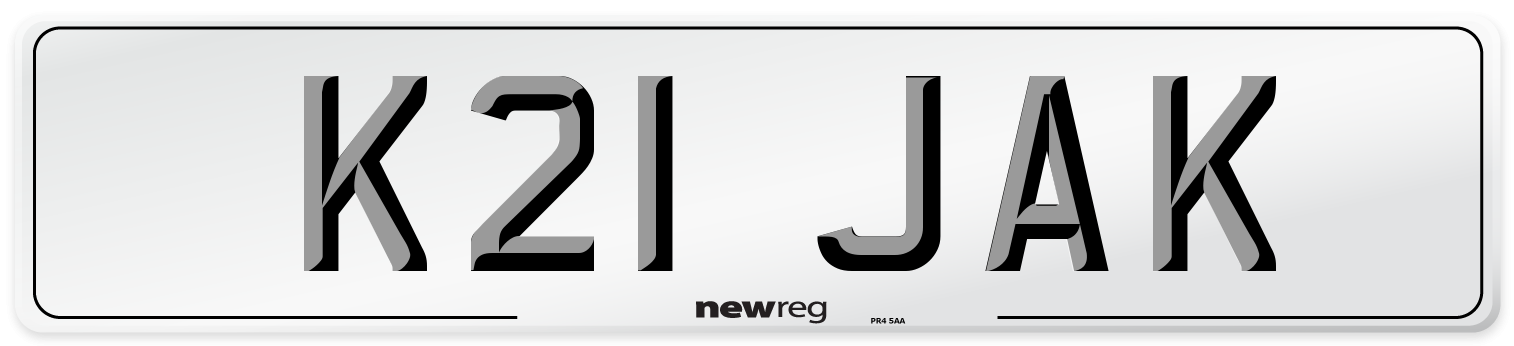K21 JAK Front Number Plate