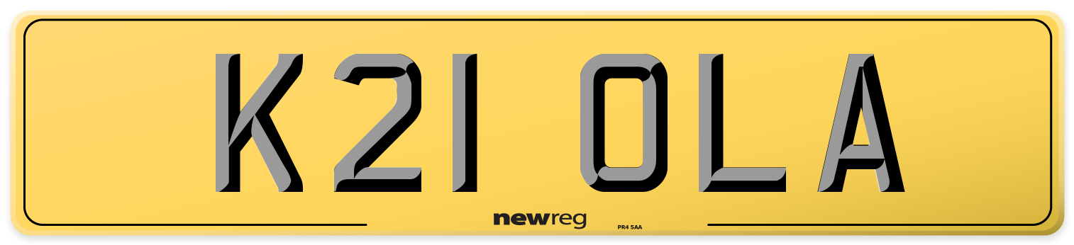 K21 OLA Rear Number Plate