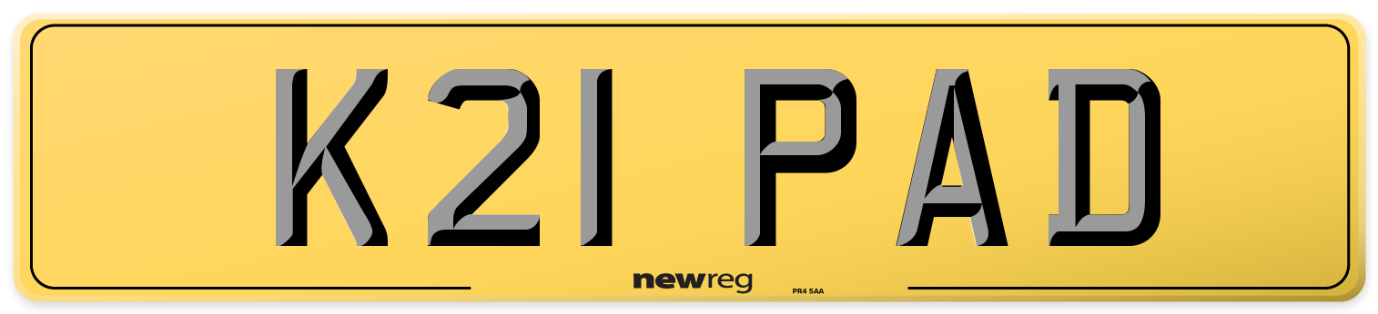 K21 PAD Rear Number Plate