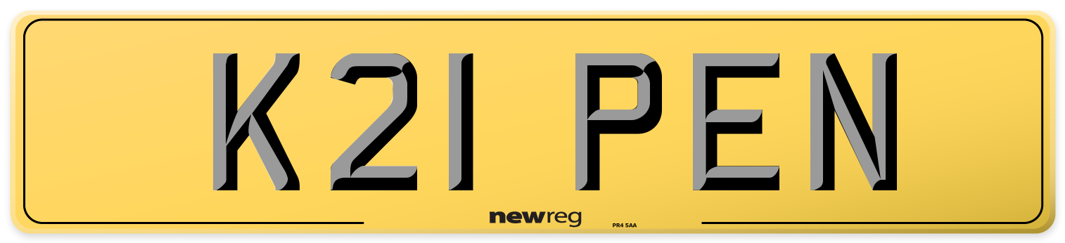 K21 PEN Rear Number Plate