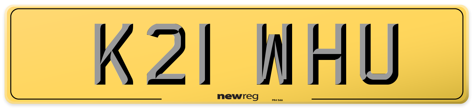 K21 WHU Rear Number Plate