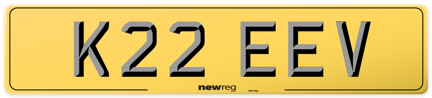 K22 EEV Rear Number Plate