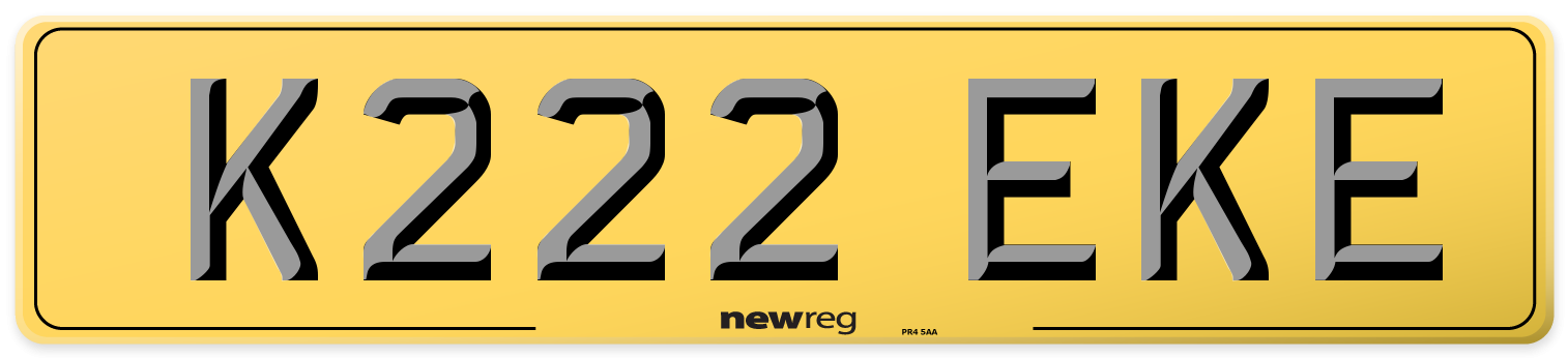 K222 EKE Rear Number Plate