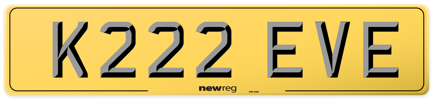 K222 EVE Rear Number Plate