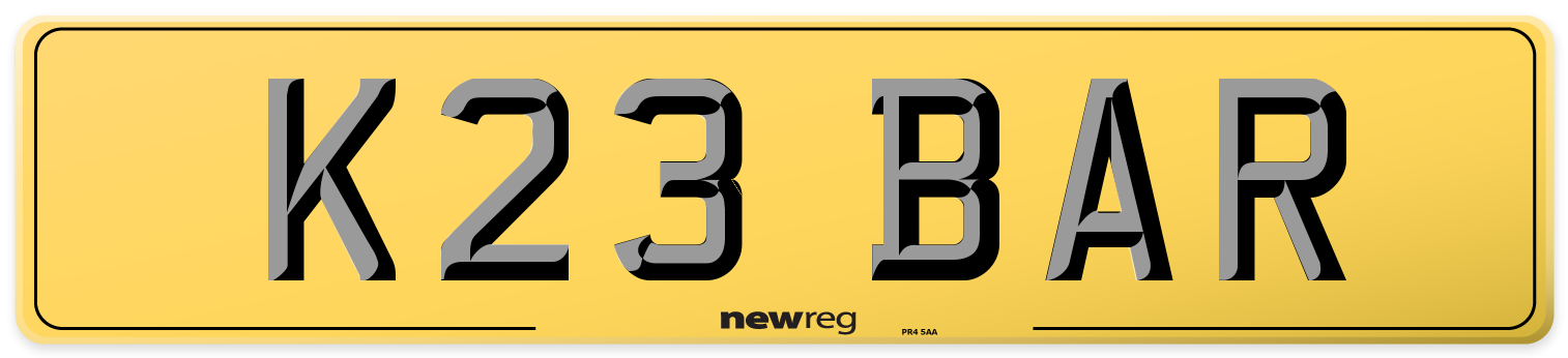 K23 BAR Rear Number Plate