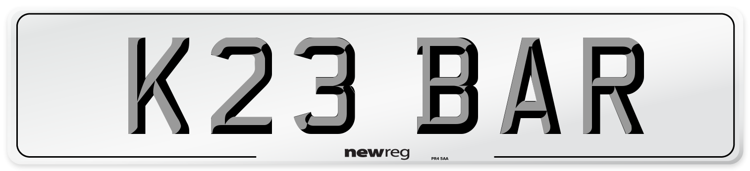 K23 BAR Front Number Plate