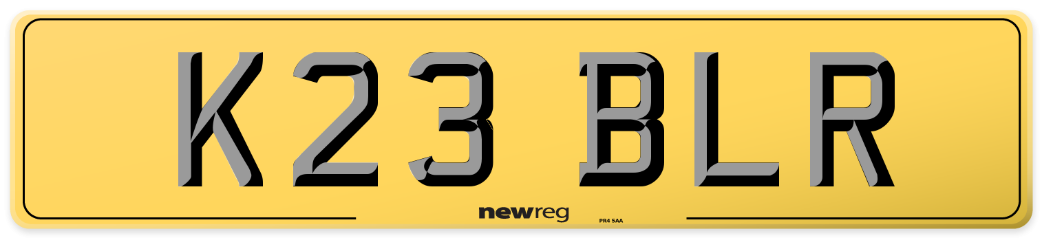 K23 BLR Rear Number Plate