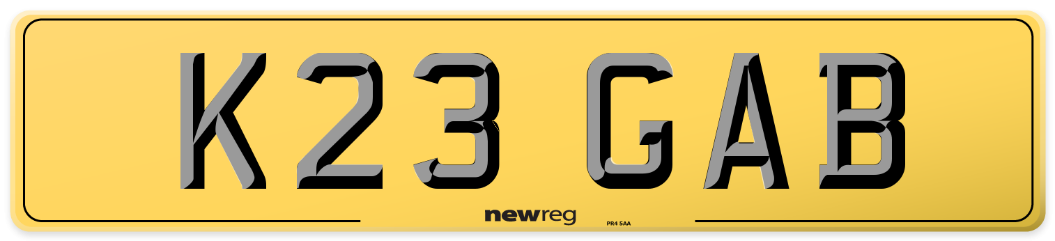 K23 GAB Rear Number Plate
