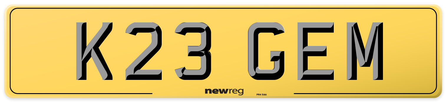 K23 GEM Rear Number Plate