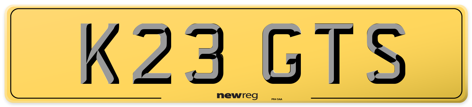 K23 GTS Rear Number Plate