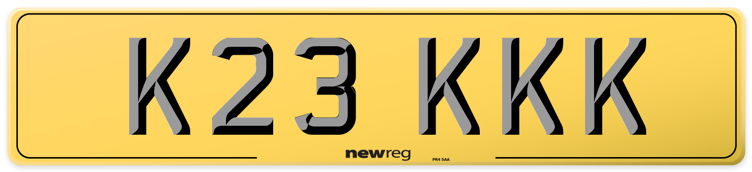K23 KKK Rear Number Plate