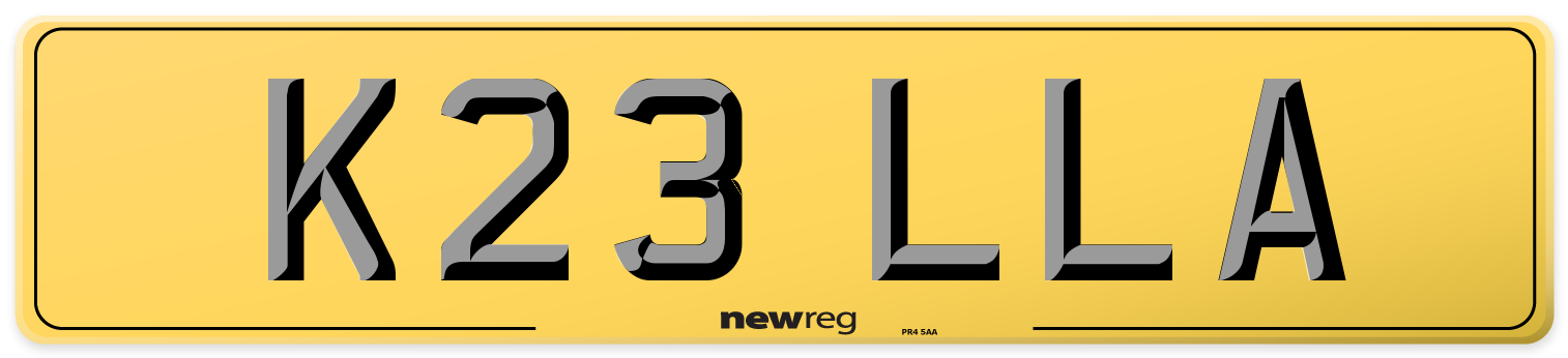 K23 LLA Rear Number Plate