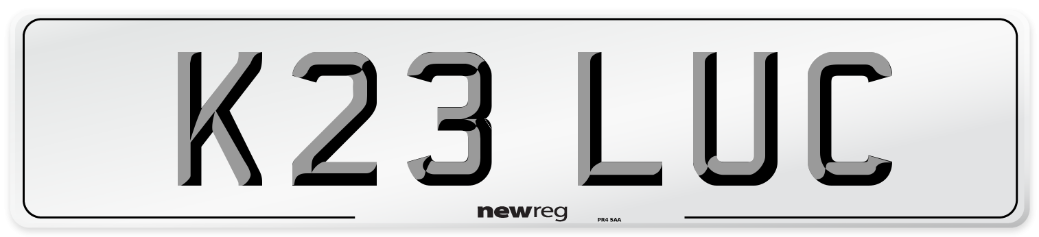 K23 LUC Front Number Plate