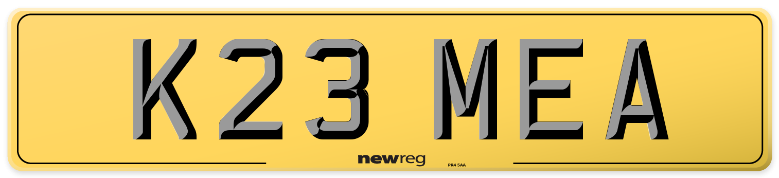 K23 MEA Rear Number Plate