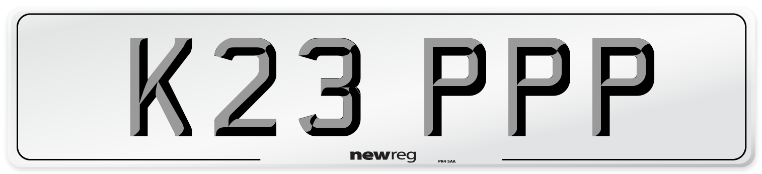 K23 PPP Front Number Plate