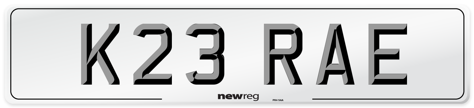 K23 RAE Front Number Plate