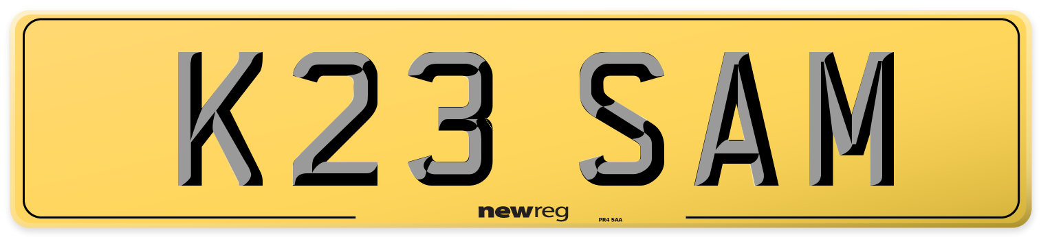 K23 SAM Rear Number Plate