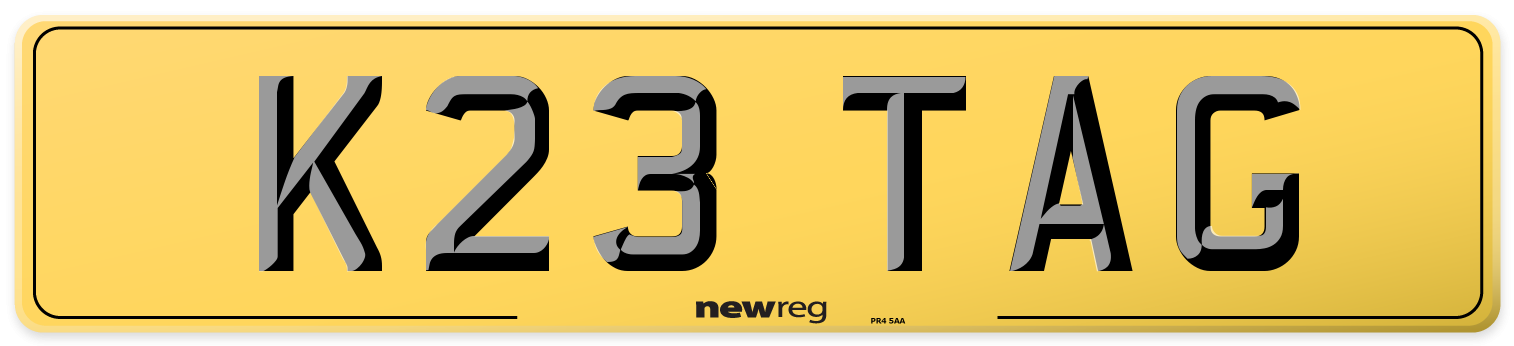 K23 TAG Rear Number Plate