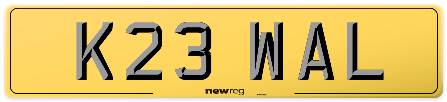 K23 WAL Rear Number Plate