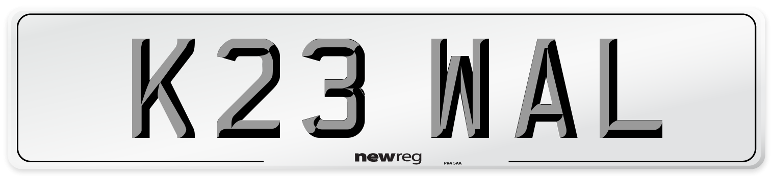 K23 WAL Front Number Plate