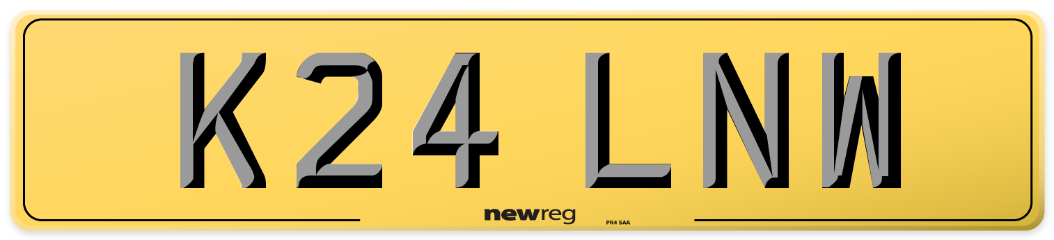 K24 LNW Rear Number Plate