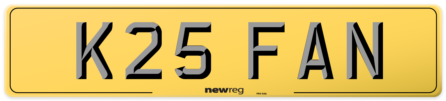 K25 FAN Rear Number Plate