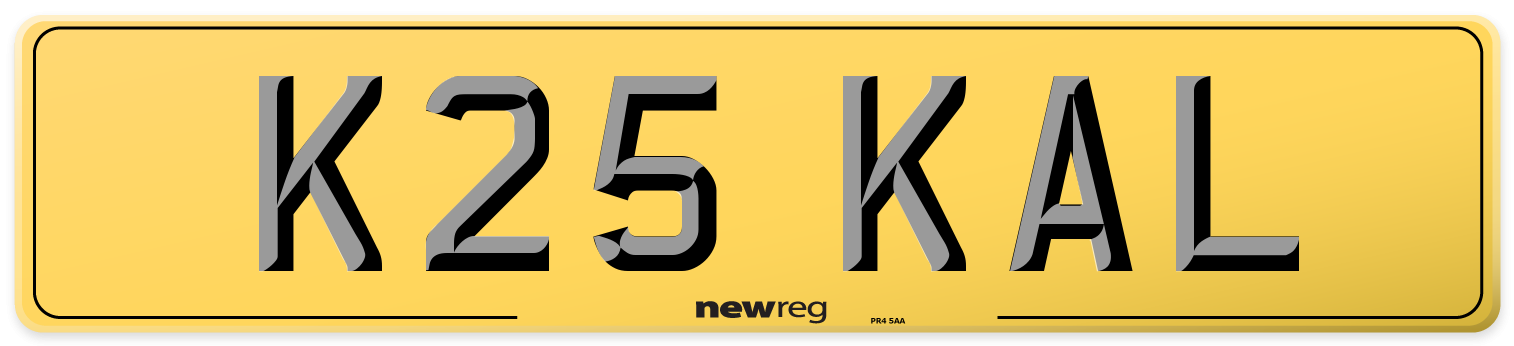 K25 KAL Rear Number Plate