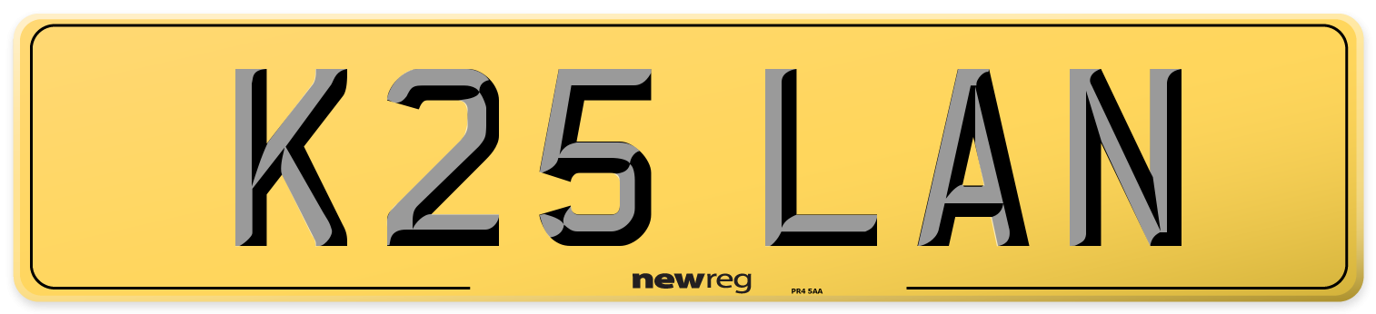 K25 LAN Rear Number Plate