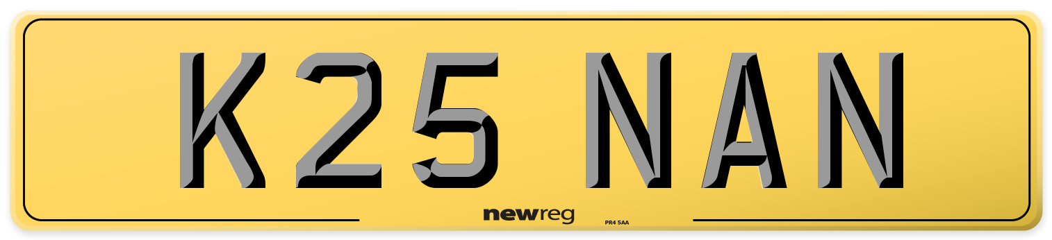 K25 NAN Rear Number Plate