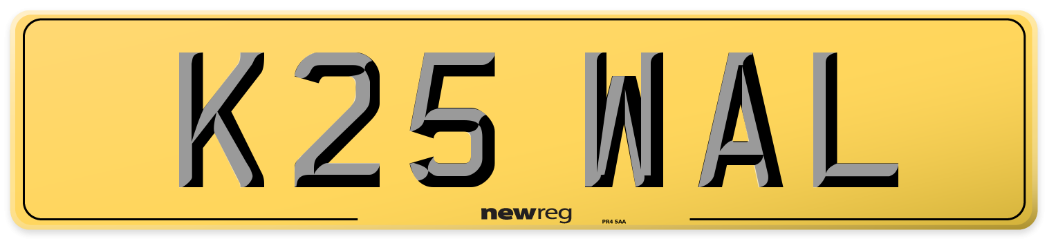 K25 WAL Rear Number Plate