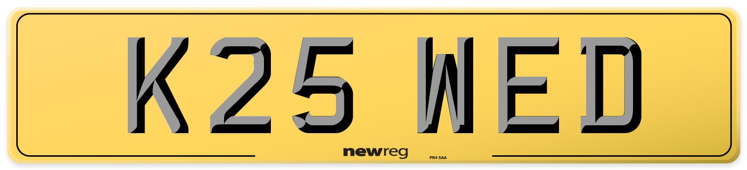 K25 WED Rear Number Plate