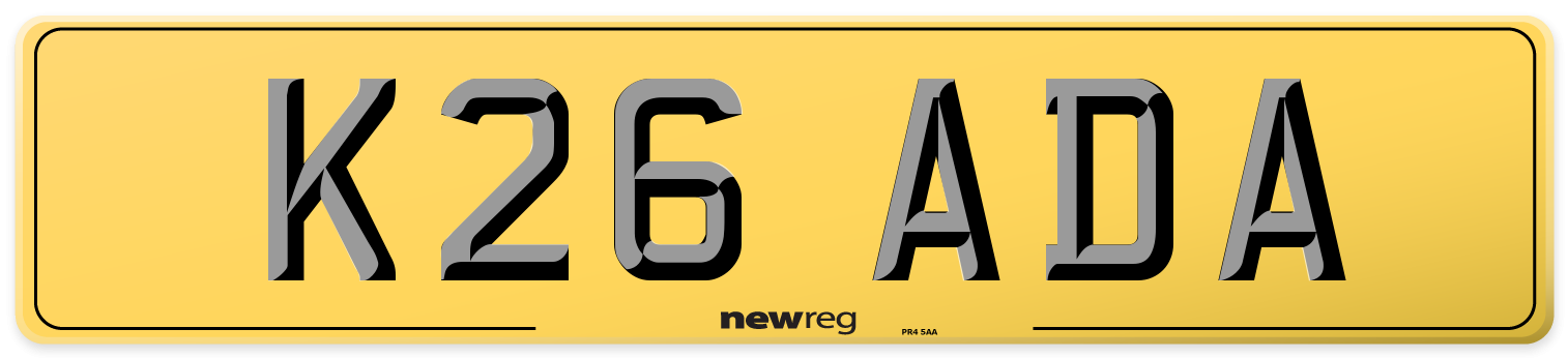 K26 ADA Rear Number Plate