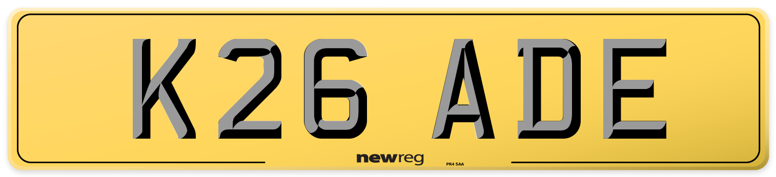 K26 ADE Rear Number Plate