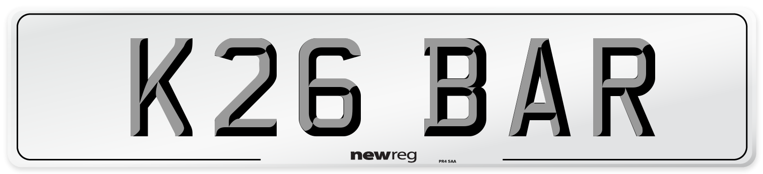 K26 BAR Front Number Plate
