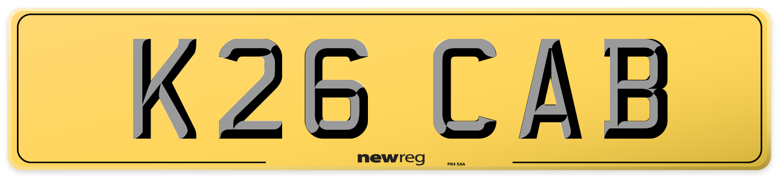 K26 CAB Rear Number Plate