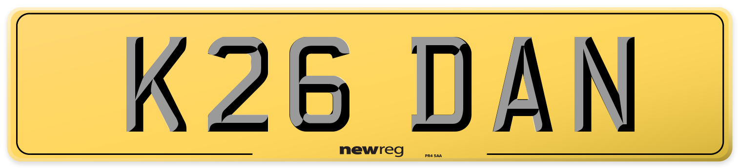 K26 DAN Rear Number Plate