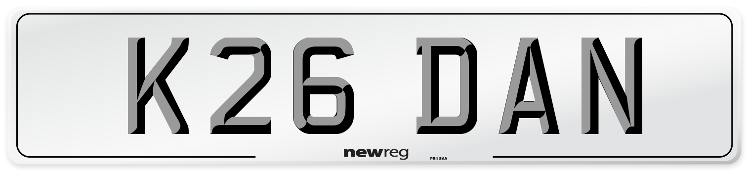 K26 DAN Front Number Plate