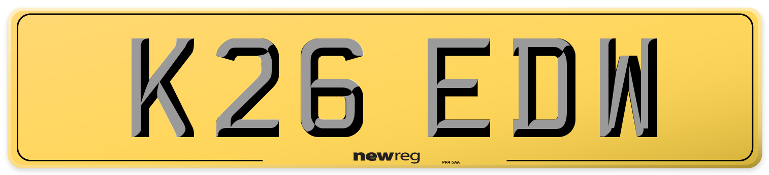 K26 EDW Rear Number Plate