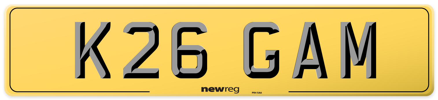K26 GAM Rear Number Plate
