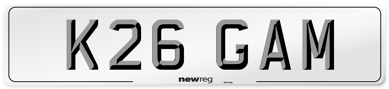 K26 GAM Front Number Plate