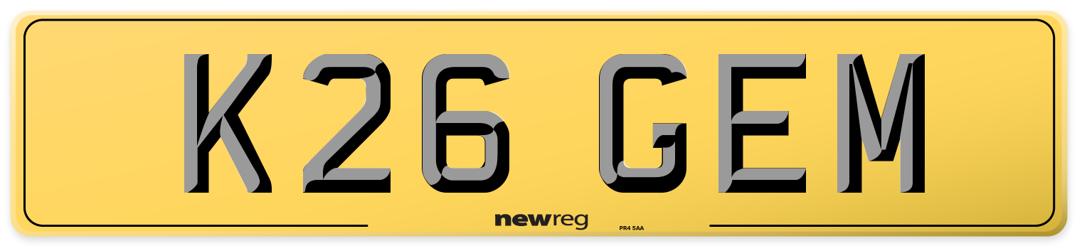 K26 GEM Rear Number Plate