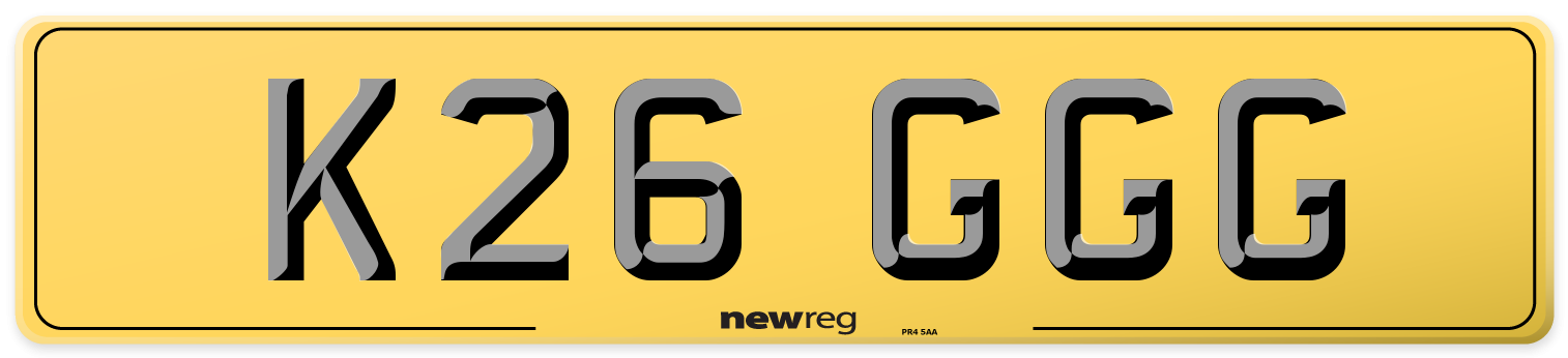 K26 GGG Rear Number Plate
