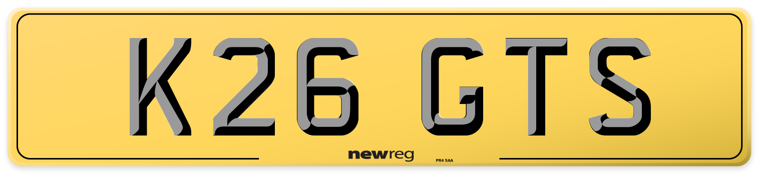 K26 GTS Rear Number Plate