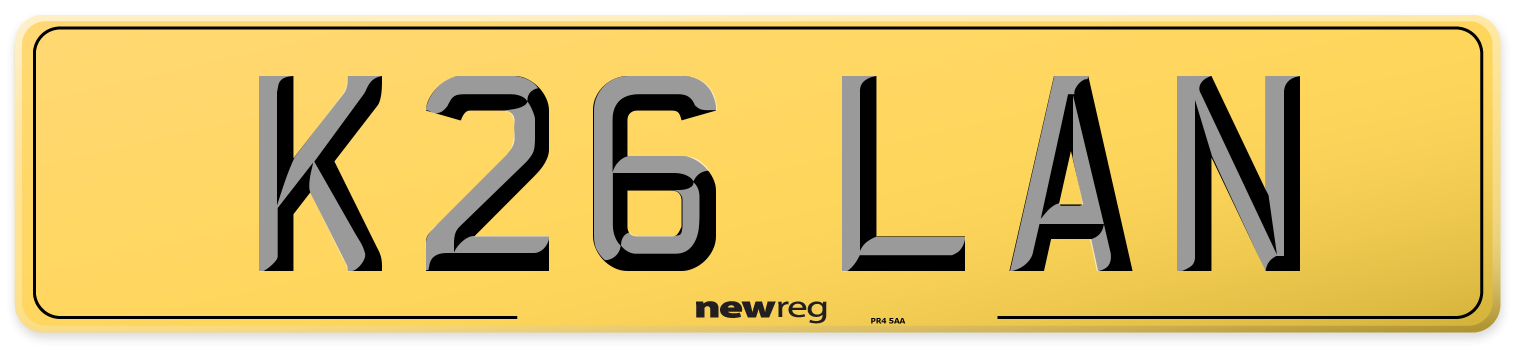K26 LAN Rear Number Plate