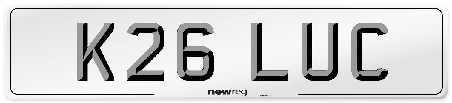 K26 LUC Front Number Plate