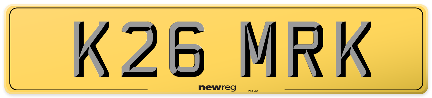 K26 MRK Rear Number Plate